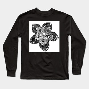 Striking beaded black and white floral work Long Sleeve T-Shirt